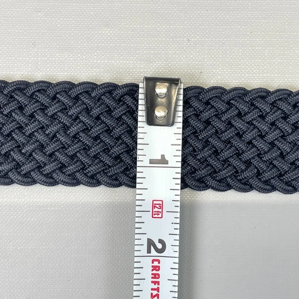 Martin Dingman Brown Blue Leather Belt Mens Size 32 Croc Embossed Stretch Woven